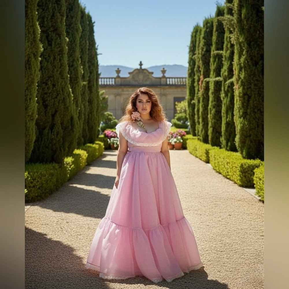Selkie | The Pink Ice Cream Gingham Romance Novel Gown | Size XL - Picture 3 of 6